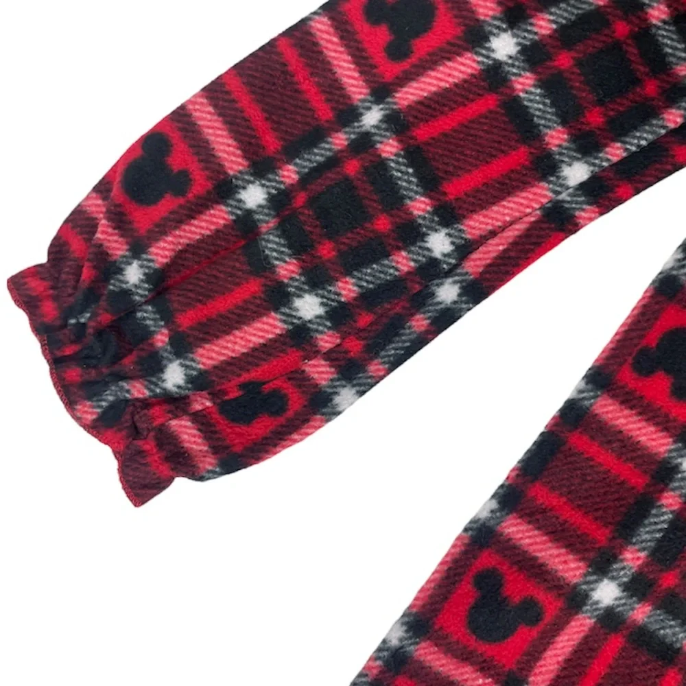 Disney Nightgown Lace Trim Bow Nightshirt Mickey Mouse Buffalo Plaid Tartan Red